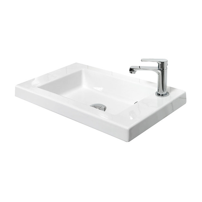 Miller - New York 60 Wall Hung Two Door Vanity Unit with Ceramic Basin - White Feature Large Image