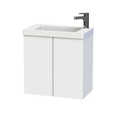 Miller - New York 60 Wall Hung Two Door Vanity Unit with Ceramic Basin - White Profile Large Image