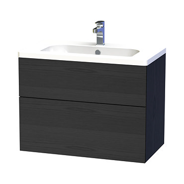 Miller - New York 80 Wall Hung Two Drawer Vanity Unit with Ceramic Basin - Black Profile Large Image