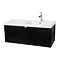 Miller - Nova 100 Wall Hung Single Drawer Vanity Unit with Right Hand White Ceramic Basin - Black La