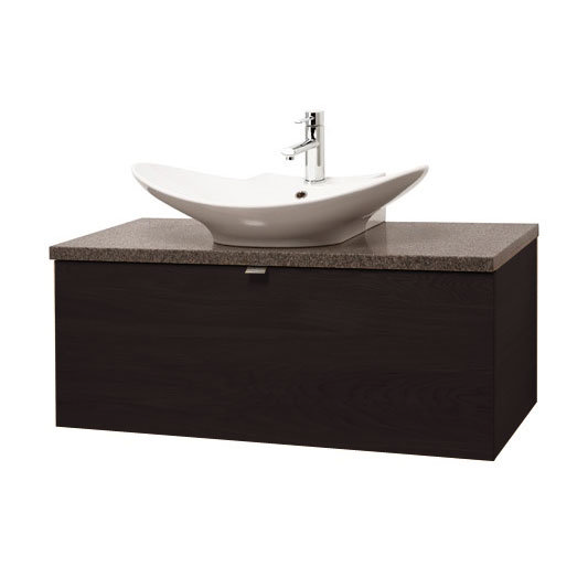 Miller - Nova 100 Wall Hung Single Drawer Vanity Unit with Granite Worktop & Ceramic Basin - Black L