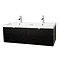 Miller - Nova 120 Wall Hung Two Drawer Vanity Unit with White Double Ceramic Basin - Black Large Ima