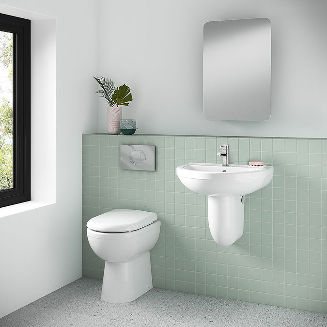 Milton 1TH Classic Bathroom Suite (BTW Pan, Concealed Cistern, Wall Hung Basin) Large Image
