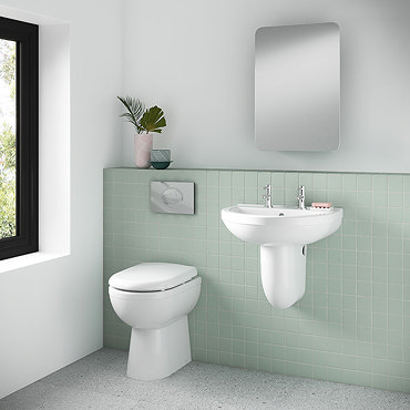 Milton 2TH Classic Bathroom Suite (BTW Pan, Concealed Cistern, Wall Hung Basin)  Profile Large Image
