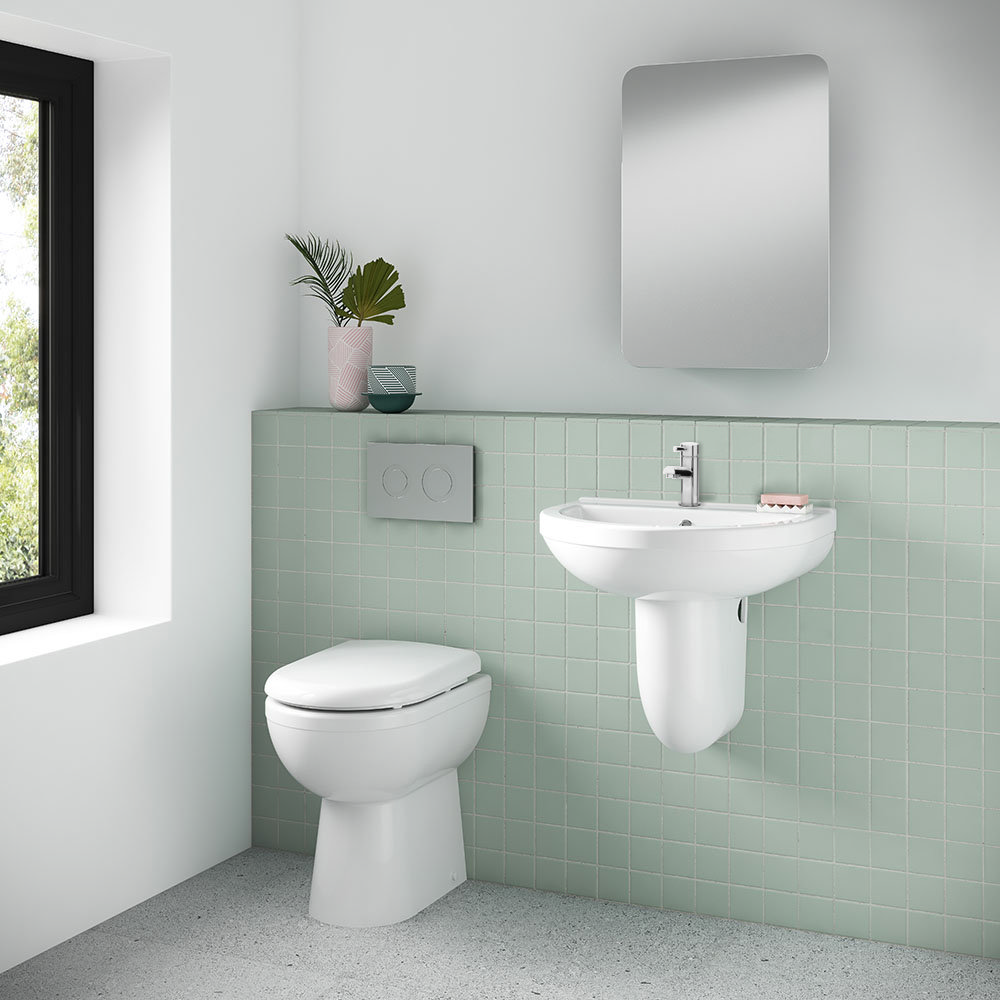 Milton 550 x 445 Wall Hung Basin with Semi Pedestal (1 Tap Hole)  Feature Large Image