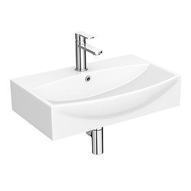 Milton 600 x 400 Wall Hung Bowed Basin (1 Tap Hole) Large Image