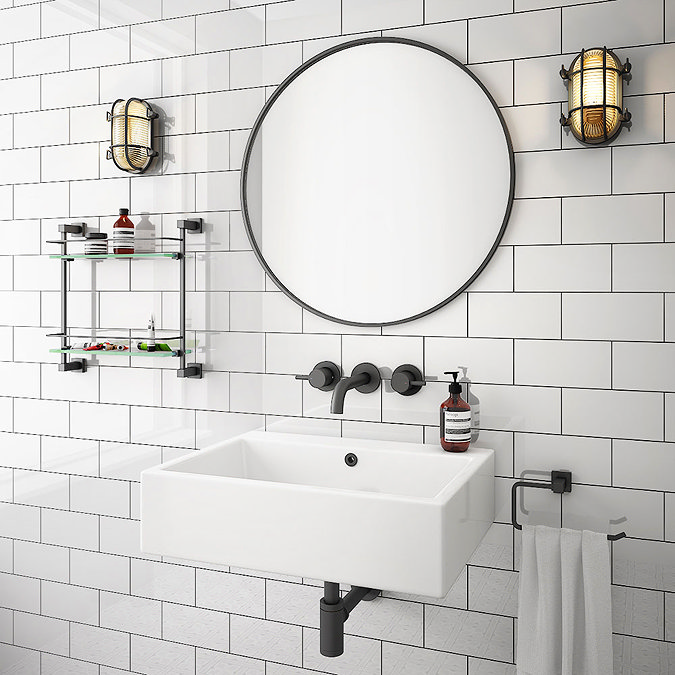 Milton 600 x 460mm Wall Hung Rectangular Basin (0 Tap Hole) Includes Wall Fixing Screws  Profile Lar