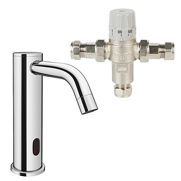 Milton Chrome Round Sensor Mixer Tap (inc. Thermostatic Mixing Valve TMV2+3 Approved)