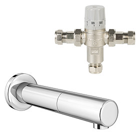 Milton Chrome Straight Wall Mounted Sensor Mixer Tap (inc. Thermostatic Mixing Valve TMV2+3 Approved)