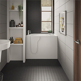 Milton Luxury Mini Walk In 1060mm Easy Access Deep Soak Bath inc. Front + End Panels Medium Image