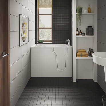 Milton Luxury Walk In 1275mm Easy Access Deep Soak Bath inc. Front + End Panels  Profile Large Image