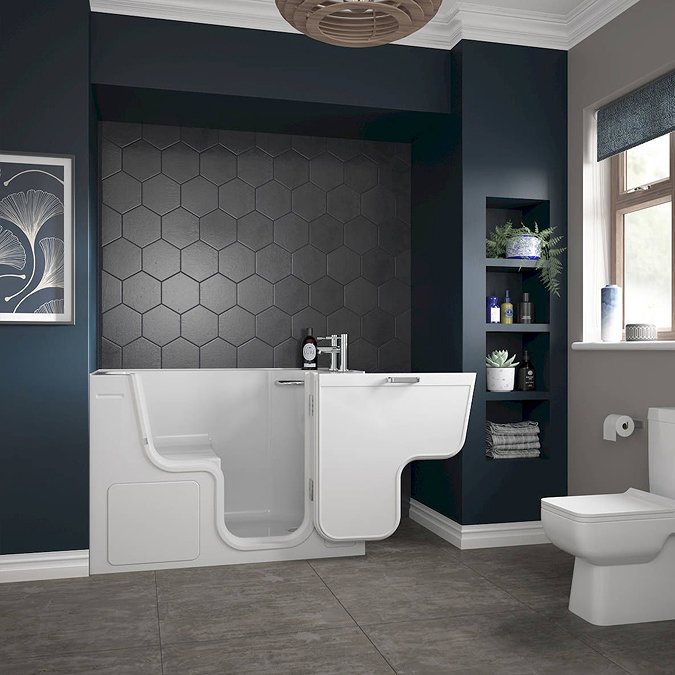 Milton Luxury Walk In 1300 x 660mm Easy Access Deep Soak Bath inc. Front + End Panels Large Image