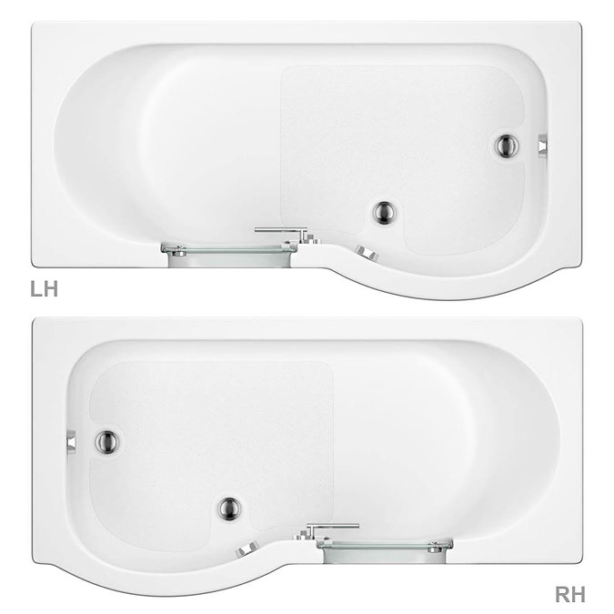 Milton Luxury Walk In 1675mm P Shaped Bath inc. Screen, Front + End Panel  Profile Large Image