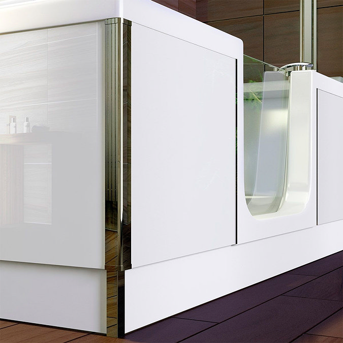 Milton Luxury Walk In 1700mm Bath inc. Screen, Fold Down Seat, Front + End Panels  Feature Large Ima