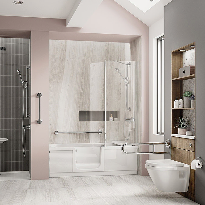 Milton Luxury Walk In 1700mm Bath inc. Screen, Fold Down Seat, Front + End Panels  additional Large 