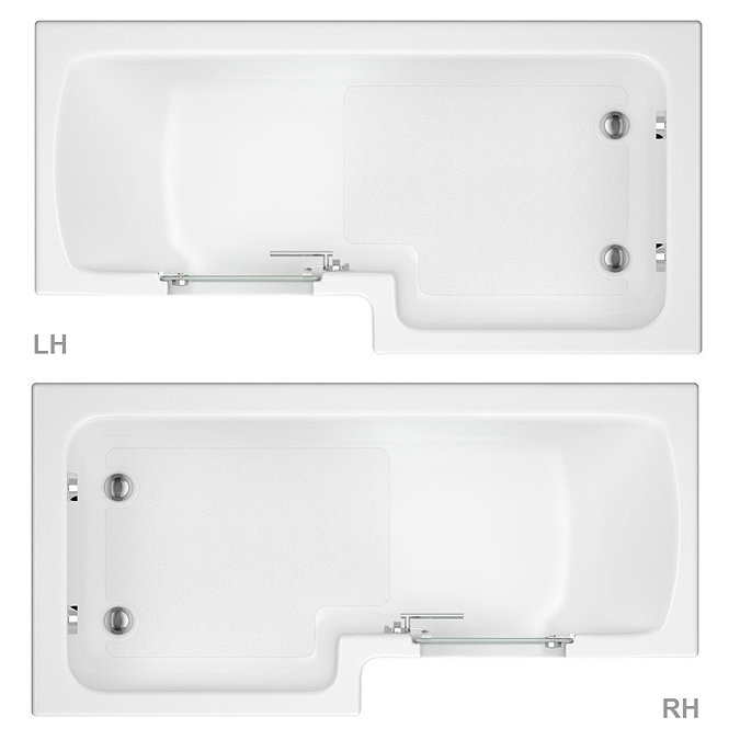 Milton Luxury Walk In 1700mm L Shaped Bath inc. Screen, Front + End Panel  Profile Large Image