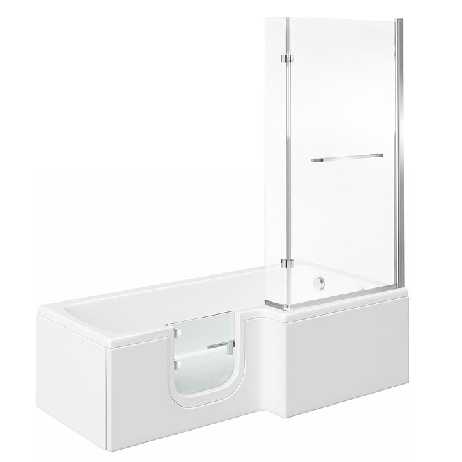 Milton Luxury Walk In 1700mm L Shaped Bath inc. Screen, Front + End Panel  Feature Large Image