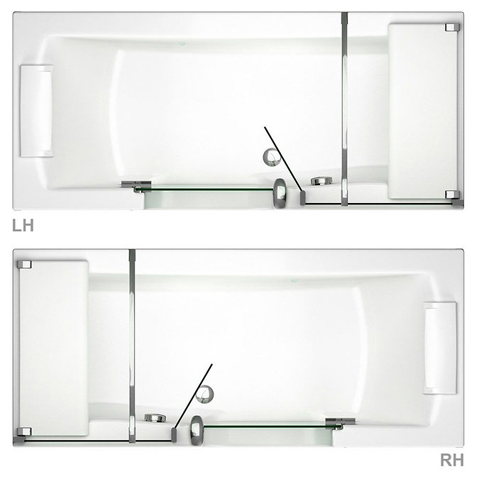 Milton Luxury Walk In 1800mm Bath inc. Screen, Fold Down Seat, Front + End Panels  Profile Large Ima