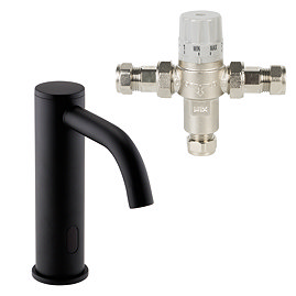 Milton Matt Black Round Sensor Mixer Tap (inc. Thermostatic Mixing Valve TMV2+3 Approved)