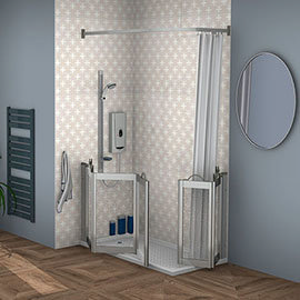 Milton Silver Corner Access Half Height Bi-Fold & Tri-Fold Shower Doors - Left Hand Medium Image