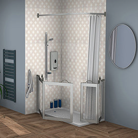 Milton Silver Corner Access Half Height Shower Doors - Left Hand Medium Image