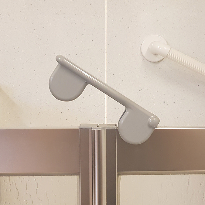Milton Silver Front Access Half Height Twin Bi-Fold Inline Shower Doors - Right Hand Feature Large
