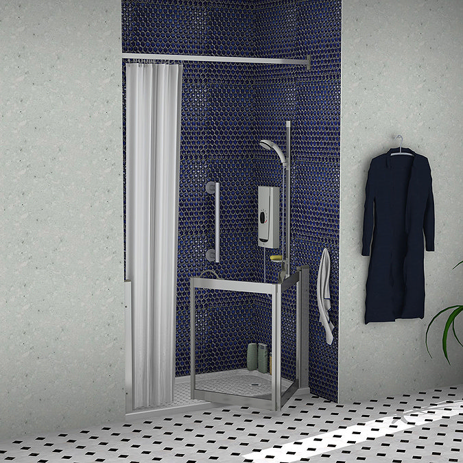 Milton Silver RH Front Access Half Height Bi-Fold Shower Door Large Image