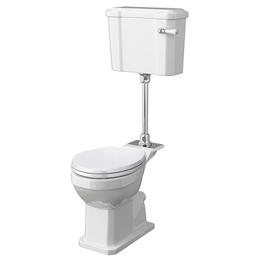 Milton Traditional Comfort Height Mid-Level Toilet + White Soft Close Seat  Profile Large Image