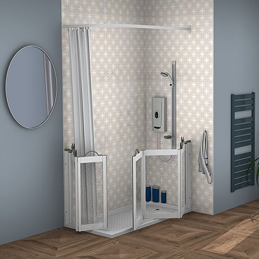 Milton White Corner Access Half Height Bi-Fold & Tri-Fold Shower Doors - Right Hand  Profile Large I