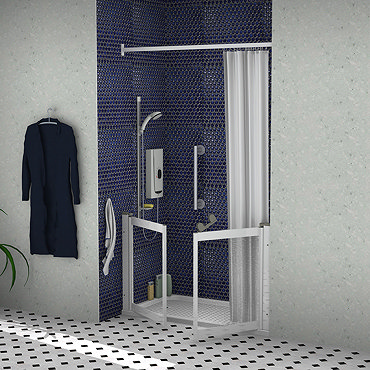 Milton White Front Access Half Height Twin Bi-Parting Shower Doors  Profile Large Image