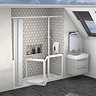 Milton White RH Front Access Half Height Bi-Fold Shower Door Hinged from Fixed Panel Large Image