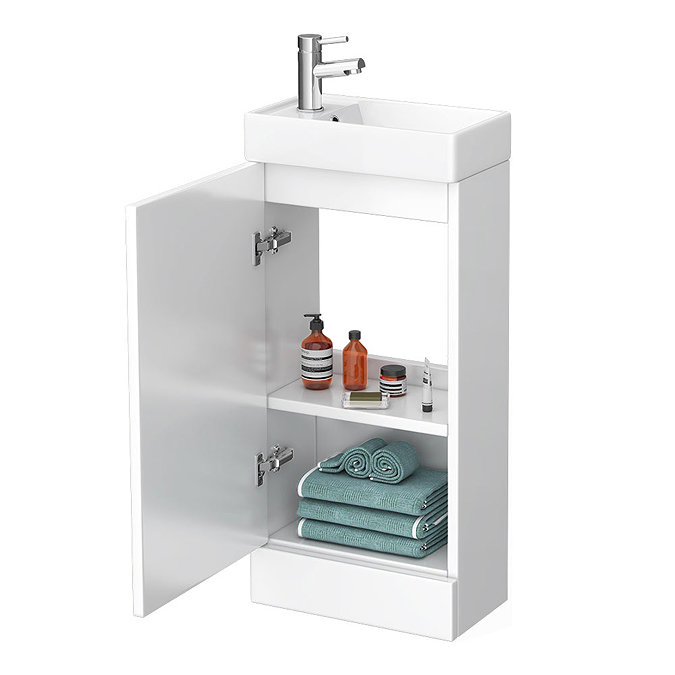 Minimalist Compact Floor Standing Vanity Unit + Knedlington Close Coupled Toilet  Feature Large Imag