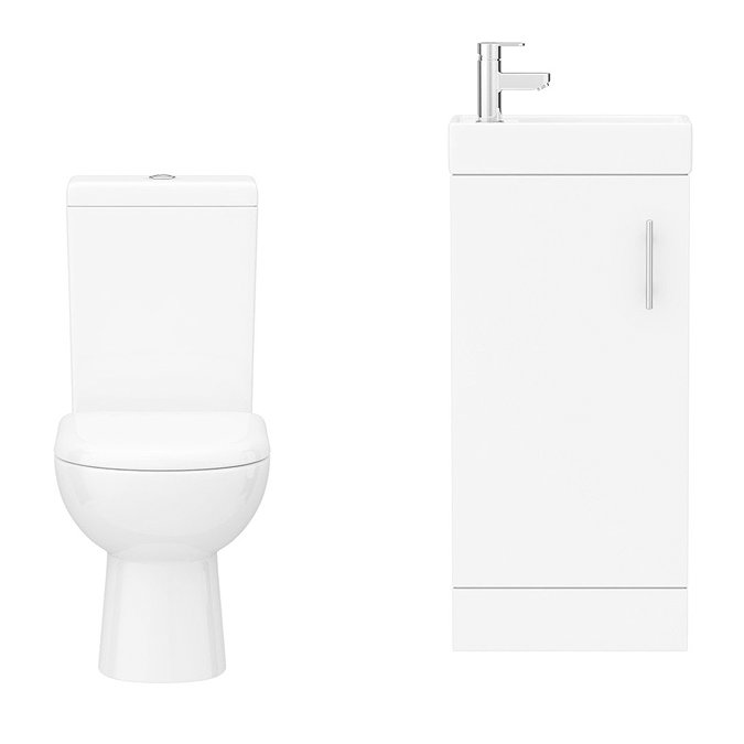 Minimalist Compact Floor Standing Vanity Unit + Knedlington Close Coupled Toilet  In Bathroom Large 
