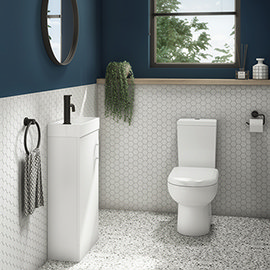 Milan Minimalist Compact Floor Standing Vanity Unit + Knedlington Close Coupled Toilet Medium Image