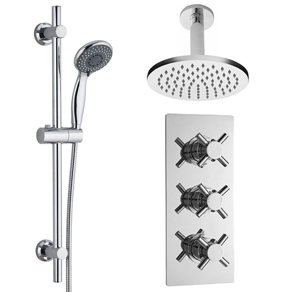 Minimalist Concealed Shower Valve with Slide Rail Kit & Ceiling Mounted ...