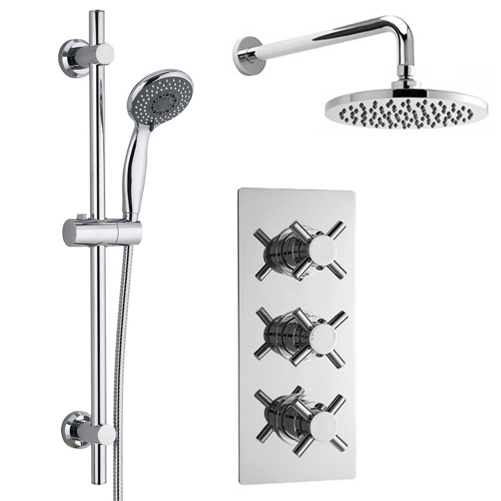 Minimalist Concealed Shower Valve w/ Slide Rail Kit & Wall Mounted ...