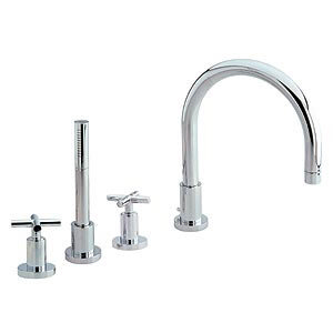 Minimalist Helix 4 Tap Hole Deck Mounted Bath Shower Mixer with Small Spout Large Image