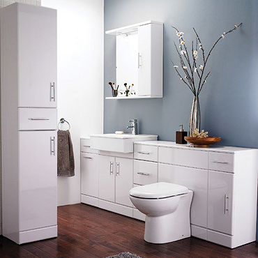 Alaska 7 Piece Vanity Unit Bathroom Suite (High Gloss White - Depth 330mm) Profile Large Image
