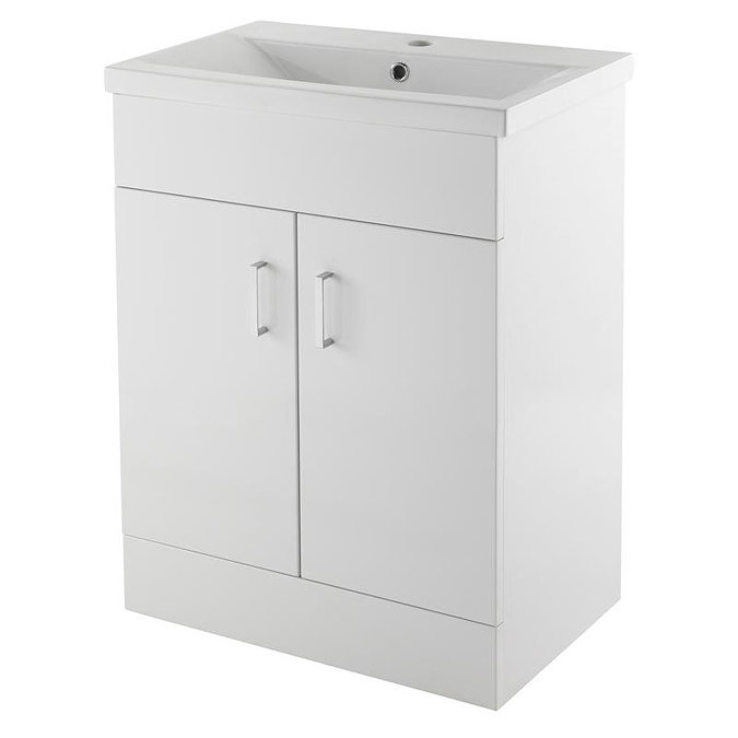 Minimalist Mid Edge Basin Gloss White Vanity Unit Bathroom Suite W1110 x D400/200mm Profile Large Im