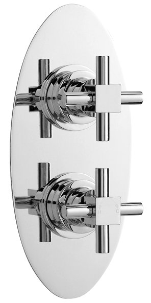 Titan Concealed Thermostatic Twin Shower Valve with Oval Plate Large Image