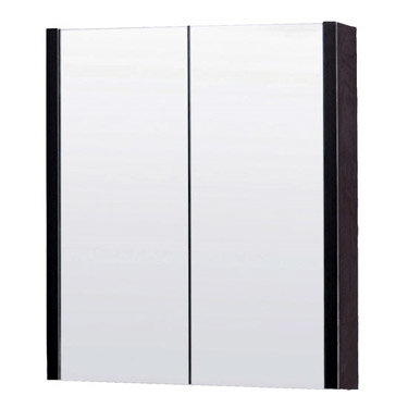Minimalist Ebony Brown Washstand w/ Basin & Mirror Cabinet W500 x D470mm Feature Large Image