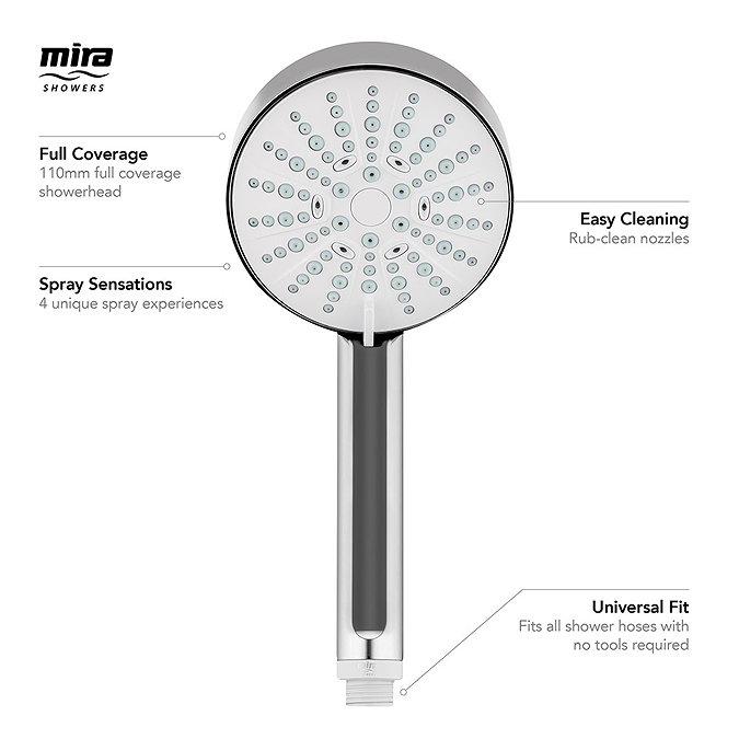 Mira Beat 110mm Four Spray Showerhead - Chrome - 1.1605.237  Feature Large Image