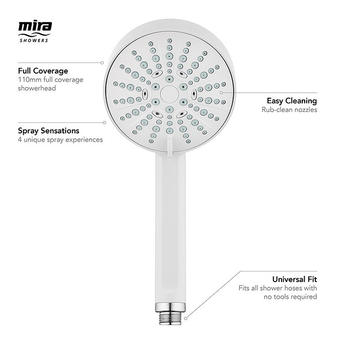 Mira Beat 110mm Four Spray Showerhead - White - 1.1605.238  Profile Large Image