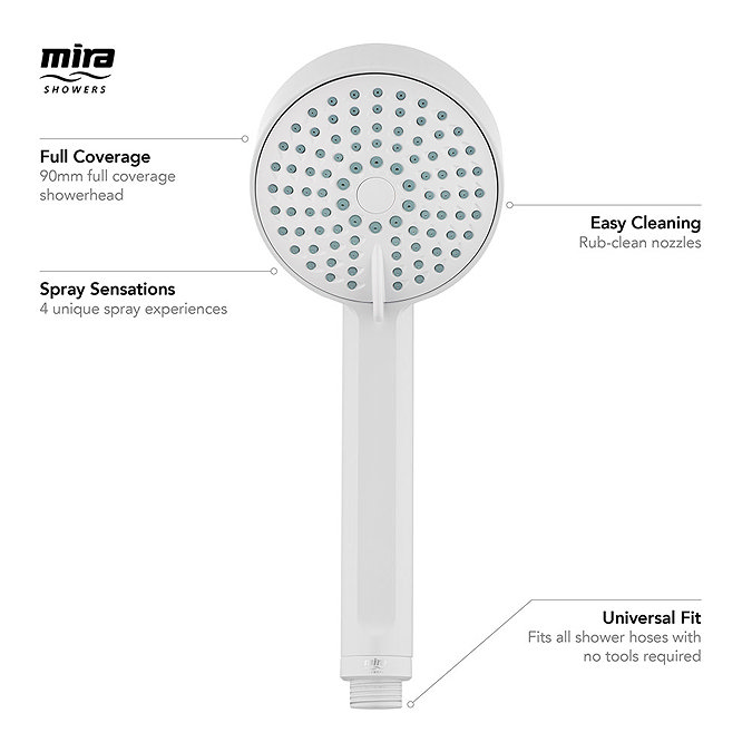 Mira Beat Four Spray Showerhead - White - 2.1703.010  Profile Large Image