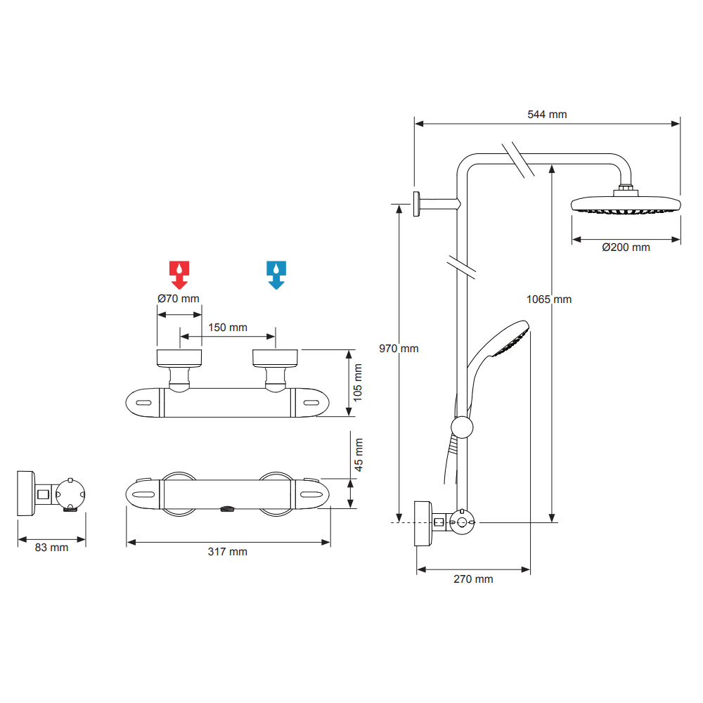 Mira Coda Pro ERD Thermostatic Bar Shower Mixer - Chrome