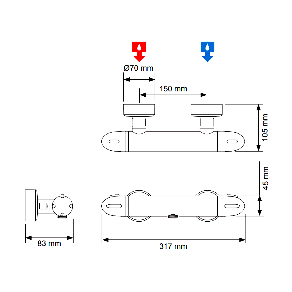 Mira Coda Pro ERD Thermostatic Bar Shower Mixer - Chrome