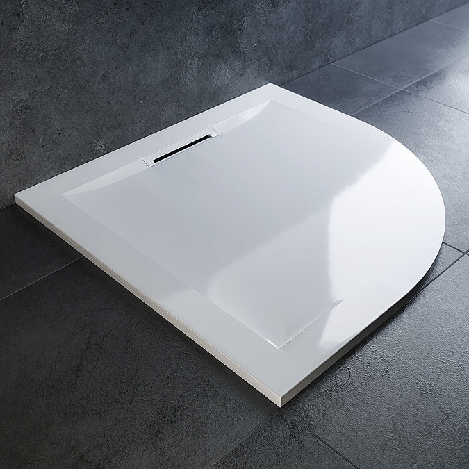 Mira Flight Level 1000 x 1000mm White Quadrant Shower Tray  In Bathroom Large Image