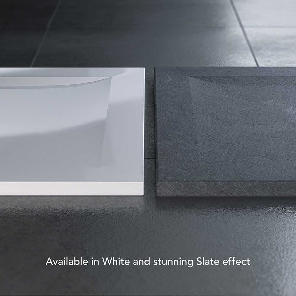 Mira Flight Level 1200 x 900mm LH Slate Effect Offset Quadrant Shower Tray  Feature Large Image