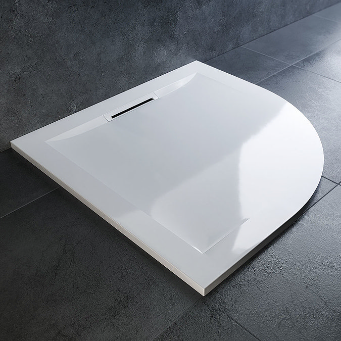 Mira Flight Level 1200 x 900mm RH White Offset Quadrant Shower Tray In Bathroom Large Image