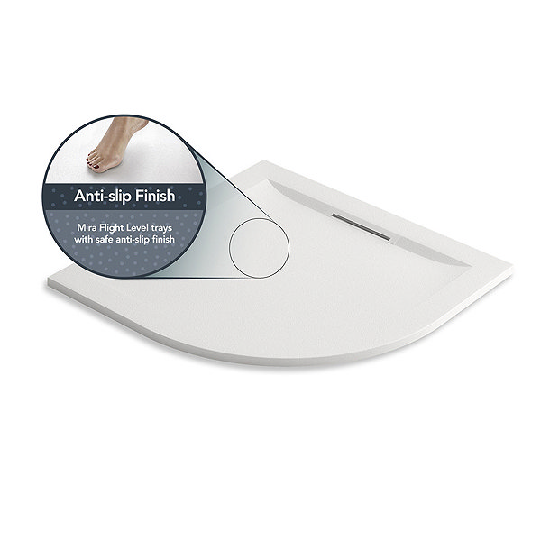 Mira Flight Level Safe 800 x 800mm Anti-Slip White Quadrant Shower Tray  In Bathroom Large Image